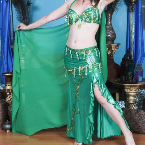 Emerald Green Belly Dance Costume from Egypt - Picture 11 of 11